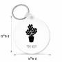 מחזיק מפתחות בצורת עיגול בעיצוב אישי עם השם שלך בעיצוב פרח גודל המחזיק 5 × 5 ס"מ