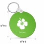 מחזיק מפתחות בצורת עיגול בעיצוב אישי עם השם שלך בעיצוב פרח היביסקוס גודל המחזיק 5 × 5 ס"מ