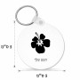 מחזיק מפתחות בצורת עיגול בעיצוב אישי עם השם שלך בעיצוב פרח היביסקוס גודל המחזיק 5 × 5 ס"מ