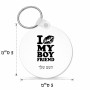 מחזיק מפתחות בצורת עיגול בעיצוב אישי עם השם שלך בעיצוב נשקי את חבר שלי גודל המחזיק 5 × 5 ס"מ