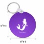 מחזיק מפתחות בצורת עיגול בעיצוב אישי עם השם שלך בעיצוב בתולת ים - אישה גודל המחזיק 5 × 5 ס"מ
