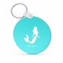 מחזיק מפתחות בצורת עיגול בעיצוב אישי עם השם שלך בעיצוב בתולת ים - אישה גודל המחזיק 5 × 5 ס"מ