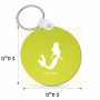 מחזיק מפתחות בצורת עיגול בעיצוב אישי עם השם שלך בעיצוב בתולת ים - אישה גודל המחזיק 5 × 5 ס"מ