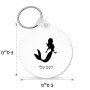 מחזיק מפתחות בצורת עיגול בעיצוב אישי עם השם שלך בעיצוב בתולת ים - אישה גודל המחזיק 5 × 5 ס"מ