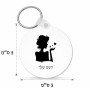 מחזיק מפתחות בצורת עיגול בעיצוב אישי עם השם שלך בעיצוב אהבת נשים גודל המחזיק 5 × 5 ס"מ