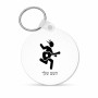 מחזיק מפתחות בצורת עיגול בעיצוב אישי עם השם שלך בעיצוב נגן גיטרה גודל המחזיק 5 × 5 ס"מ