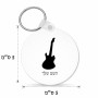 מחזיק מפתחות בצורת עיגול בעיצוב אישי עם השם שלך בעיצוב גיטרה גודל המחזיק 5 × 5 ס"מ