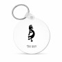 מחזיק מפתחות בצורת עיגול בעיצוב אישי עם השם שלך בעיצוב קוקופלי גודל המחזיק 5 × 5 ס"מ