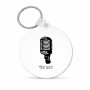 מחזיק מפתחות בצורת עיגול בעיצוב אישי עם השם שלך בעיצוב מיקרופון גודל המחזיק 5 × 5 ס"מ