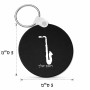 מחזיק מפתחות בצורת עיגול בעיצוב אישי עם השם שלך בעיצוב סקסופון גודל המחזיק 5 × 5 ס"מ