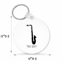 מחזיק מפתחות בצורת עיגול בעיצוב אישי עם השם שלך בעיצוב סקסופון גודל המחזיק 5 × 5 ס"מ