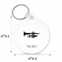 מחזיק מפתחות בצורת עיגול בעיצוב אישי עם השם שלך בעיצוב חצוצרה גודל המחזיק 5 × 5 ס"מ
