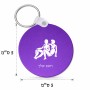 מחזיק מפתחות בצורת עיגול בעיצוב אישי עם השם שלך בעיצוב מזלות - תאומים גודל המחזיק 5 × 5 ס"מ