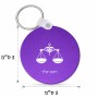 מחזיק מפתחות בצורת עיגול בעיצוב אישי עם השם שלך בעיצוב מזלות - מאזניים גודל המחזיק 5 × 5 ס"מ