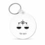 מחזיק מפתחות בצורת עיגול בעיצוב אישי עם השם שלך בעיצוב מזלות - מאזניים גודל המחזיק 5 × 5 ס"מ