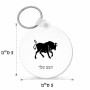 מחזיק מפתחות בצורת עיגול בעיצוב אישי עם השם שלך בעיצוב מזלות - שור גודל המחזיק 5 × 5 ס"מ