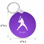 מחזיק מפתחות בצורת עיגול בעיצוב אישי עם השם שלך בעיצוב שחקן בייסבול גודל המחזיק 5 × 5 ס"מ