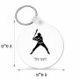 מחזיק מפתחות בצורת עיגול בעיצוב אישי עם השם שלך בעיצוב שחקן בייסבול גודל המחזיק 5 × 5 ס"מ