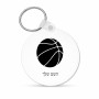 מחזיק מפתחות בצורת עיגול בעיצוב אישי עם השם שלך בעיצוב כדורסל גודל המחזיק 5 × 5 ס"מ