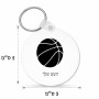 מחזיק מפתחות בצורת עיגול בעיצוב אישי עם השם שלך בעיצוב כדורסל גודל המחזיק 5 × 5 ס"מ