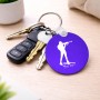מחזיק מפתחות בצורת עיגול בעיצוב אישי עם השם שלך בעיצוב ביאתלון גודל המחזיק 5 × 5 ס"מ