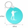 מחזיק מפתחות בצורת עיגול בעיצוב אישי עם השם שלך בעיצוב ביאתלון גודל המחזיק 5 × 5 ס"מ