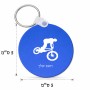 מחזיק מפתחות בצורת עיגול בעיצוב אישי עם השם שלך בעיצוב רוכב אופניים גודל המחזיק 5 × 5 ס"מ