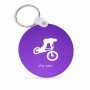 מחזיק מפתחות בצורת עיגול בעיצוב אישי עם השם שלך בעיצוב רוכב אופניים גודל המחזיק 5 × 5 ס"מ