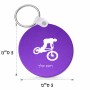 מחזיק מפתחות בצורת עיגול בעיצוב אישי עם השם שלך בעיצוב רוכב אופניים גודל המחזיק 5 × 5 ס"מ
