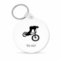 מחזיק מפתחות בצורת עיגול בעיצוב אישי עם השם שלך בעיצוב רוכב אופניים גודל המחזיק 5 × 5 ס"מ