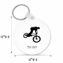 מחזיק מפתחות בצורת עיגול בעיצוב אישי עם השם שלך בעיצוב רוכב אופניים גודל המחזיק 5 × 5 ס"מ