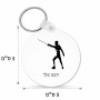 מחזיק מפתחות בצורת עיגול בעיצוב אישי עם השם שלך בעיצוב לוחם סייף גודל המחזיק 5 × 5 ס"מ