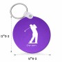 מחזיק מפתחות בצורת עיגול בעיצוב אישי עם השם שלך בעיצוב שחקן גולף גודל המחזיק 5 × 5 ס"מ