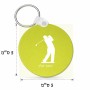 מחזיק מפתחות בצורת עיגול בעיצוב אישי עם השם שלך בעיצוב שחקן גולף גודל המחזיק 5 × 5 ס"מ