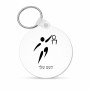 מחזיק מפתחות בצורת עיגול בעיצוב אישי עם השם שלך בעיצוב כדורסל אולימפי גודל המחזיק 5 × 5 ס"מ