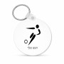 מחזיק מפתחות בצורת עיגול בעיצוב אישי עם השם שלך בעיצוב כדורגל אולימפי גודל המחזיק 5 × 5 ס"מ
