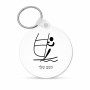 מחזיק מפתחות בצורת עיגול בעיצוב אישי עם השם שלך בעיצוב שייט אולימפי גודל המחזיק 5 × 5 ס"מ
