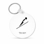 מחזיק מפתחות בצורת עיגול בעיצוב אישי עם השם שלך בעיצוב קפיצת סקי אולימפית גודל המחזיק 5 × 5 ס"מ