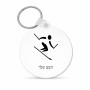 מחזיק מפתחות בצורת עיגול בעיצוב אישי עם השם שלך בעיצוב סקי אולימפי גודל המחזיק 5 × 5 ס"מ
