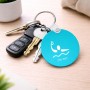 מחזיק מפתחות בצורת עיגול בעיצוב אישי עם השם שלך בעיצוב כדור מים אולימפי גודל המחזיק 5 × 5 ס"מ