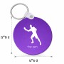 מחזיק מפתחות בצורת עיגול בעיצוב אישי עם השם שלך בעיצוב שחקן פינג פונג גודל המחזיק 5 × 5 ס"מ