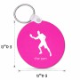 מחזיק מפתחות בצורת עיגול בעיצוב אישי עם השם שלך בעיצוב שחקן פינג פונג גודל המחזיק 5 × 5 ס"מ