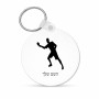 מחזיק מפתחות בצורת עיגול בעיצוב אישי עם השם שלך בעיצוב שחקן פינג פונג גודל המחזיק 5 × 5 ס"מ