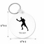 מחזיק מפתחות בצורת עיגול בעיצוב אישי עם השם שלך בעיצוב שחקן פינג פונג גודל המחזיק 5 × 5 ס"מ