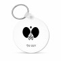 מחזיק מפתחות בצורת עיגול בעיצוב אישי עם השם שלך בעיצוב פינג פונג גודל המחזיק 5 × 5 ס"מ