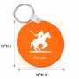 מחזיק מפתחות בצורת עיגול בעיצוב אישי עם השם שלך בעיצוב שחקן פולו - סוס גודל המחזיק 5 × 5 ס"מ