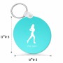 מחזיק מפתחות בצורת עיגול בעיצוב אישי עם השם שלך בעיצוב רץ רץ אישה גודל המחזיק 5 × 5 ס"מ