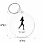מחזיק מפתחות בצורת עיגול בעיצוב אישי עם השם שלך בעיצוב רץ רץ אישה גודל המחזיק 5 × 5 ס"מ
