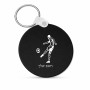 מחזיק מפתחות בצורת עיגול בעיצוב אישי עם השם שלך בעיצוב שחקן כדורגל גודל המחזיק 5 × 5 ס"מ