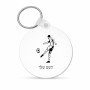 מחזיק מפתחות בצורת עיגול בעיצוב אישי עם השם שלך בעיצוב שחקן כדורגל גודל המחזיק 5 × 5 ס"מ
